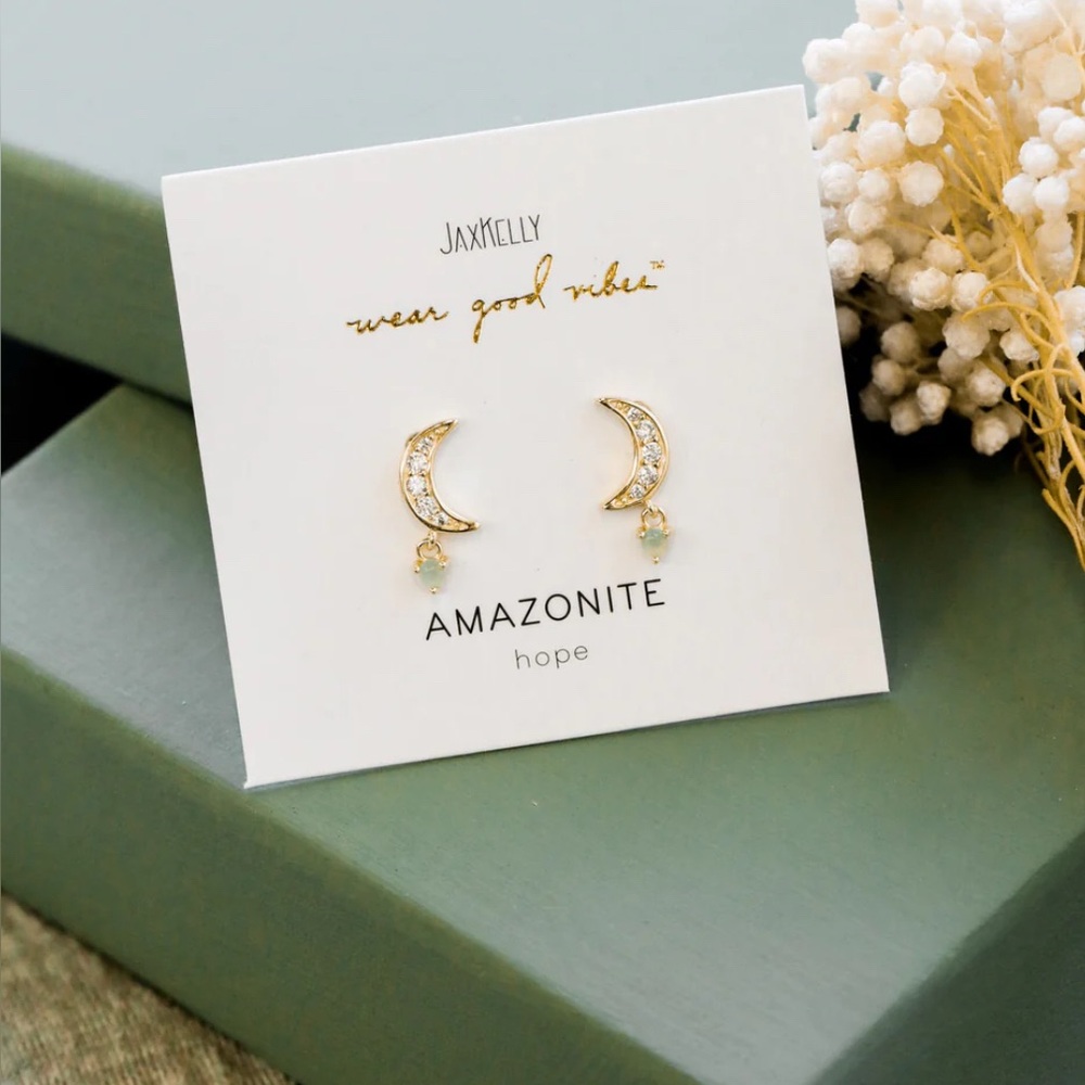 Jaxkelly Amazonite Moon Drop Earrings